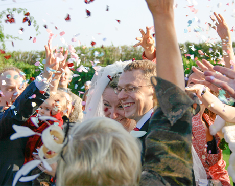 Traditional throwing of confetti (environmentally friendly of course)